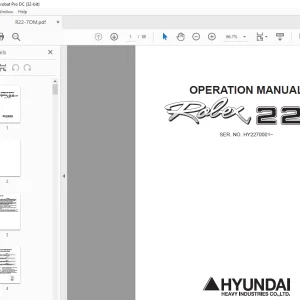 Hyundai Rolex R22-7 Mini Excavator Operation Manual 2023 -  PDF DOWNLOAD