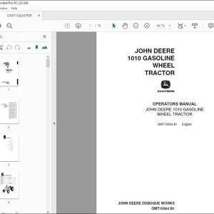 John Deere 1010 GASOLINE WHEEL TRACTOR Operators Manual PDF