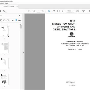 John Deere 1010 SINGLE ROW-CROP GASOLINE & DIESEL Operators Manual PDF