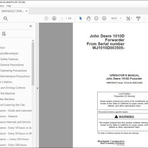 John Deere 1010D Forwarder Operator's Manual - PDF DOWNLOAD
