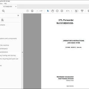 John Deere 1010E CTL Forwarder Operator's Manual - PDF DOWNLOAD