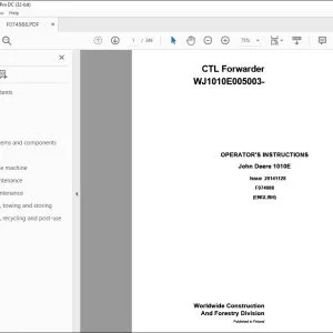 John Deere 1010E CTL Forwarder Operator's Manual - PDF DOWNLOAD