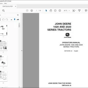 John Deere 1020 & 2020 SERIES TRACTORS Operators Manual PDF