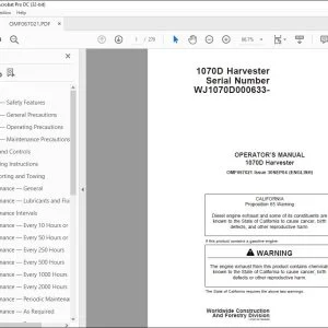 John Deere 1070D Harvester Operator's Manual - PDF DOWNLOAD