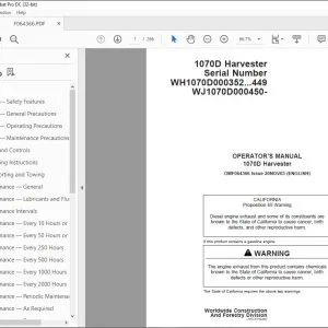 John Deere 1070D Harvester Operator's Manual OMF064366 PDF