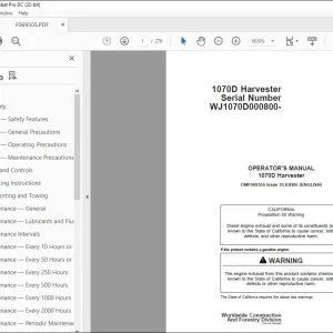 John Deere 1070D Harvester Operator's Manual OMF069305 - PDF DOWNLOAD