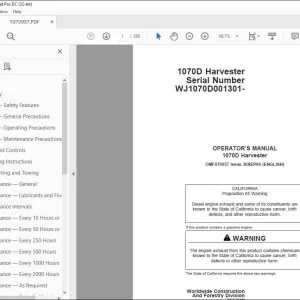 John Deere 1070D Harvester Operator's Manual OMF070957 - PDF DOWNLOAD