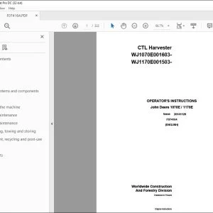 John Deere 1070E 1170E CTL Harvester Operator's Manual - PDF DOWNLOAD