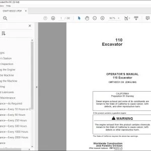 John Deere 110 Excavator Operator's Manual - PDF DOWNLOAD