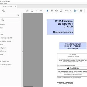 John Deere 1110A Forwarder Operator's Manual - PDF DOWNLOAD