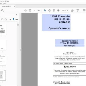 John Deere 1110A Forwarder Operators Manual - PDF DOWNLOAD