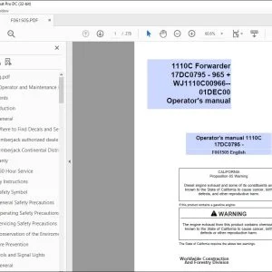 John Deere 1110C Forwarder Operator's Manual - PDF DOWNLOAD