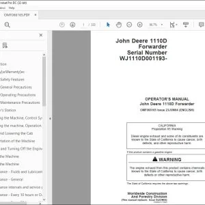 John Deere 1110D Forwarder Operator's Manual - PDF DOWNLOAD