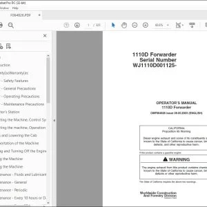 John Deere 1110D Forwarder Operator's Manual - PDF DOWNLOAD
