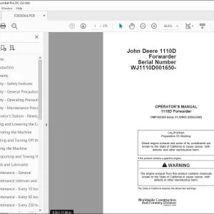John Deere 1110D Forwarder Operators Manual - PDF DOWNLOAD
