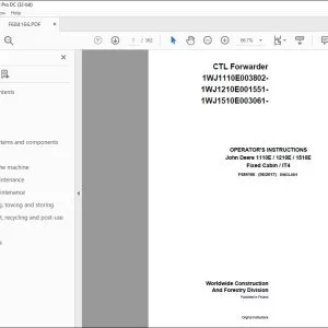 John Deere 1110E 1210E 1510E Fixed Cabin IT4 Operator's Manual PDF