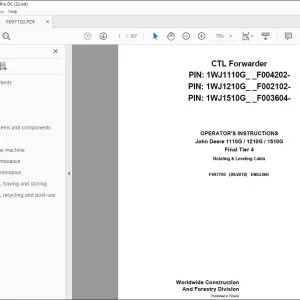 John Deere 1110G 1210G 1510G Final Tier 4 Operator's Manual PDF