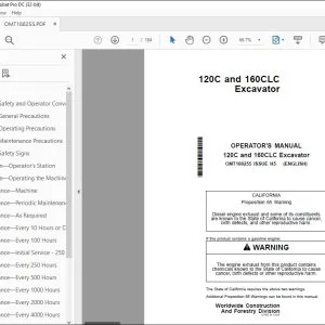 John Deere 120C & 160CLC Excavator Operator's Manual - PDF DOWNLOAD