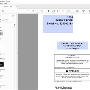 John Deere 1210 FORWARDER Operators Manual - PDF DOWNLOAD