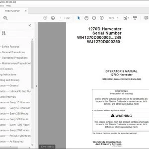 John Deere 1270D Harvester Operator's Manual OMF063723 - PDF DOWNLOAD