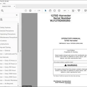 John Deere 1270D Harvester Operator's Manual OMF066327 - PDF DOWNLOAD