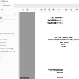 John Deere 1270E 1470E T3 build on IT4 CTL Harvester Operator's Manual - PDF DOWNLOAD