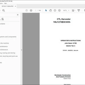 John Deere 1270E CTL Harvester Operator's Manual - PDF DOWNLOAD