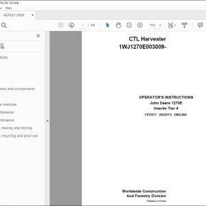John Deere 1270E Interim Tier 4 CTL Harvester Operator's Manual PDF