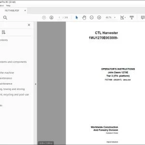 John Deere 1270E Tier 2 (IT4- platform) CTL Harvester Operator's Manual PDF