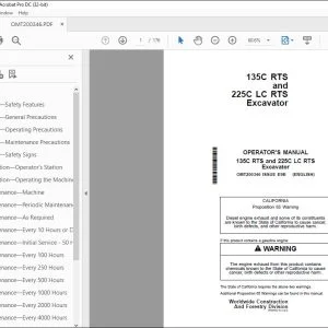 John Deere 135C RTS & 225C LC RTS Excavator Operator's Manual - PDF DOWNLOAD