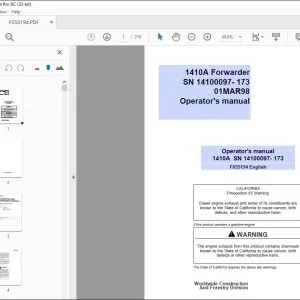 John Deere 1410A Forwarder Operator's Manual - PDF DOWNLOAD
