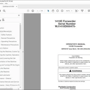John Deere 1410D Forwarder Operator's Manual - PDF DOWNLOAD