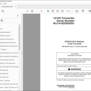 John Deere 1410D Forwarder Operator's Manual - PDF DOWNLOAD