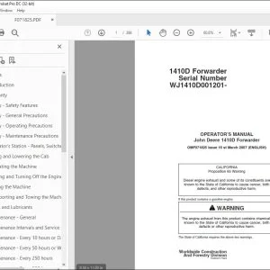 John Deere 1410D Forwarder Operator's Manual - PDF DOWNLOAD