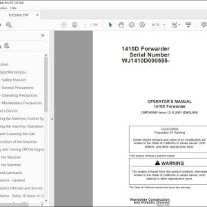 John Deere 1410D Forwarder Operator's Manual - PDF DOWNLOAD