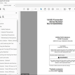 John Deere 1410D Forwarder Operator's Manual OMF067072 - PDF DOWNLOAD