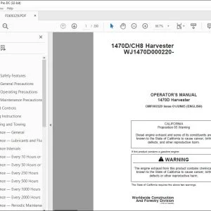 John Deere 1470D/CH8 Harvester Operator's Manual OMF069329 PDF