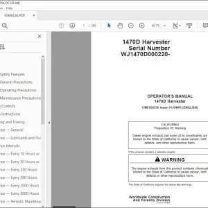 John Deere 1470D Harvester Operator's Manual - PDF DOWNLOAD