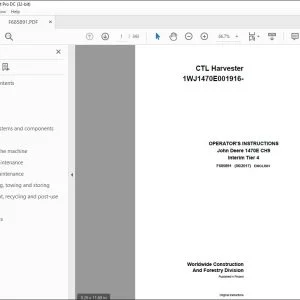 John Deere 1470E CH9 Interim Tier 4 CTL Harvester Operator's Manual - PDF DOWNLOAD