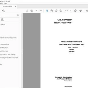 John Deere 1470E CH9 Interim Tier 4 CTL Harvester Operator's Manual PDF