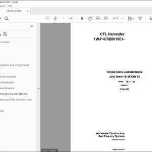John Deere 1470E CH9 T3 CTL Harvester Operator's Manual - PDF DOWNLOAD