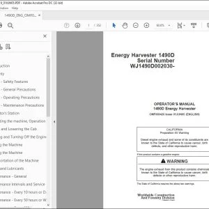 John Deere 1490D Energy Harvester Operator's Manual - PDF DOWNLOAD