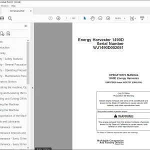 John Deere 1490D Energy Harvester Operator's Manual - PDF DOWNLOAD