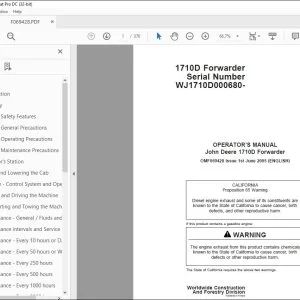 John Deere 1710D Forwarder Operator's Manual - PDF DOWNLOAD