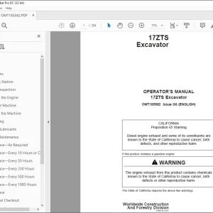 John Deere 17ZTS Excavator Operator's Manual - PDF DOWNLOAD