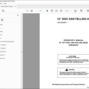 John Deere 18” DISC SAW FELLING HEAD Operator's Manual - PDF DOWNLOAD