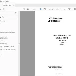 John Deere 1910E T2 CTL Forwarder Operator's Manual - PDF DOWNLOAD