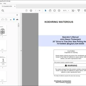 John Deere 20 Drive to Tree Disc Saw Felling Head Operator Manual PDF