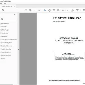 John Deere 20" STT Disc Saw Felling Head Operation Manual PDF