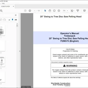 John Deere 20" Swing to Tree Disc Saw Felling Head Operator's Manual PDF